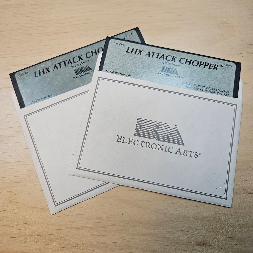 2 Disk LHX  Attach Chopper (IBM PC) 1990 Electronic Arts Tandy 1000 Family Game